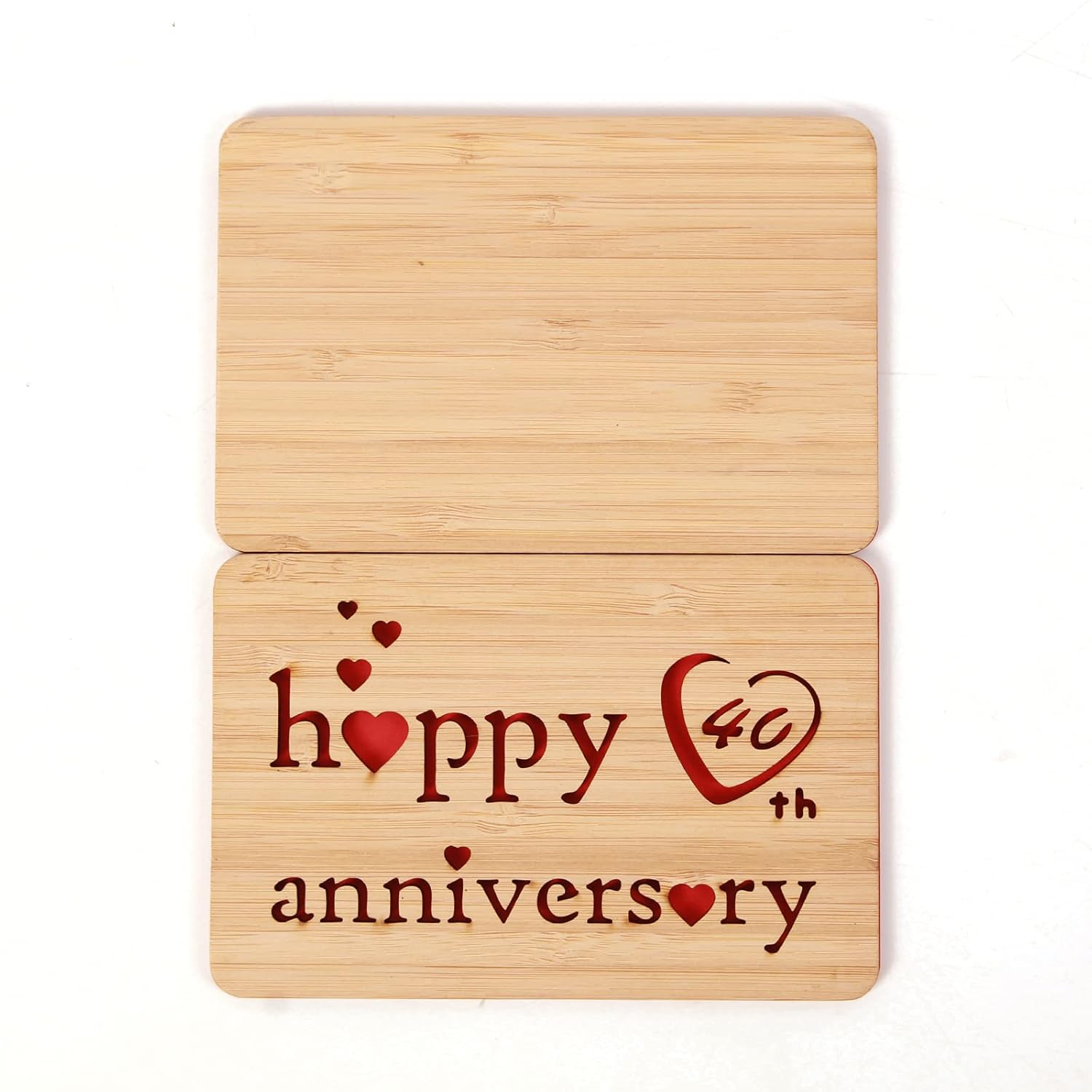 Wooden 40Th Anniversary Card,Handmade 40 Years Wedding Anniversary Greeting Cards,40Th Rubi Anniversary Card For Her,Him,Husband,Wife