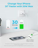 2 Pack 20W USB C Fast Charger Block with USB C Charging Cable for iPhone 17 16 iPad PD Wall Charger