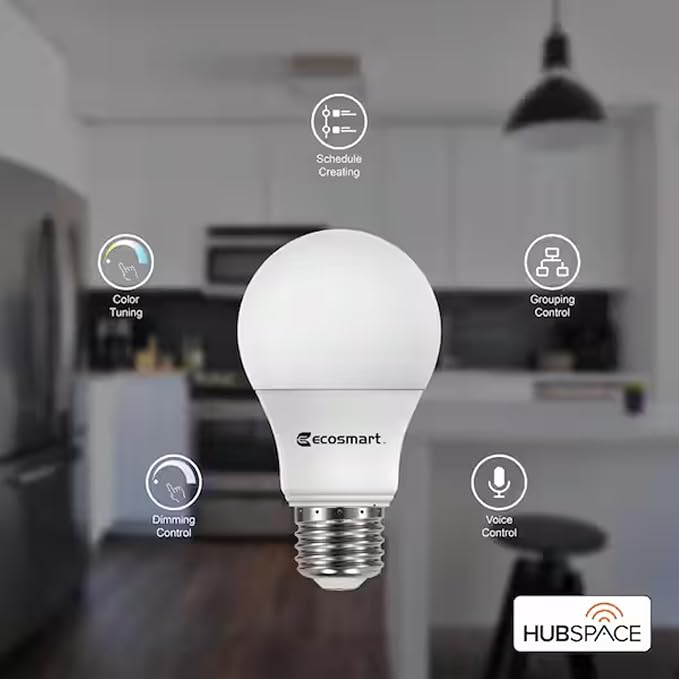 A19 Smart LED Bulb 60W WiFi Dimmable Color Changing Alexa Google Home Hubspace 1 Pack