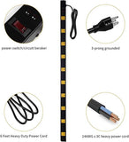 10 Outlet Heavy Duty Metal Power Strip 6FT 1000J Surge Protector Black