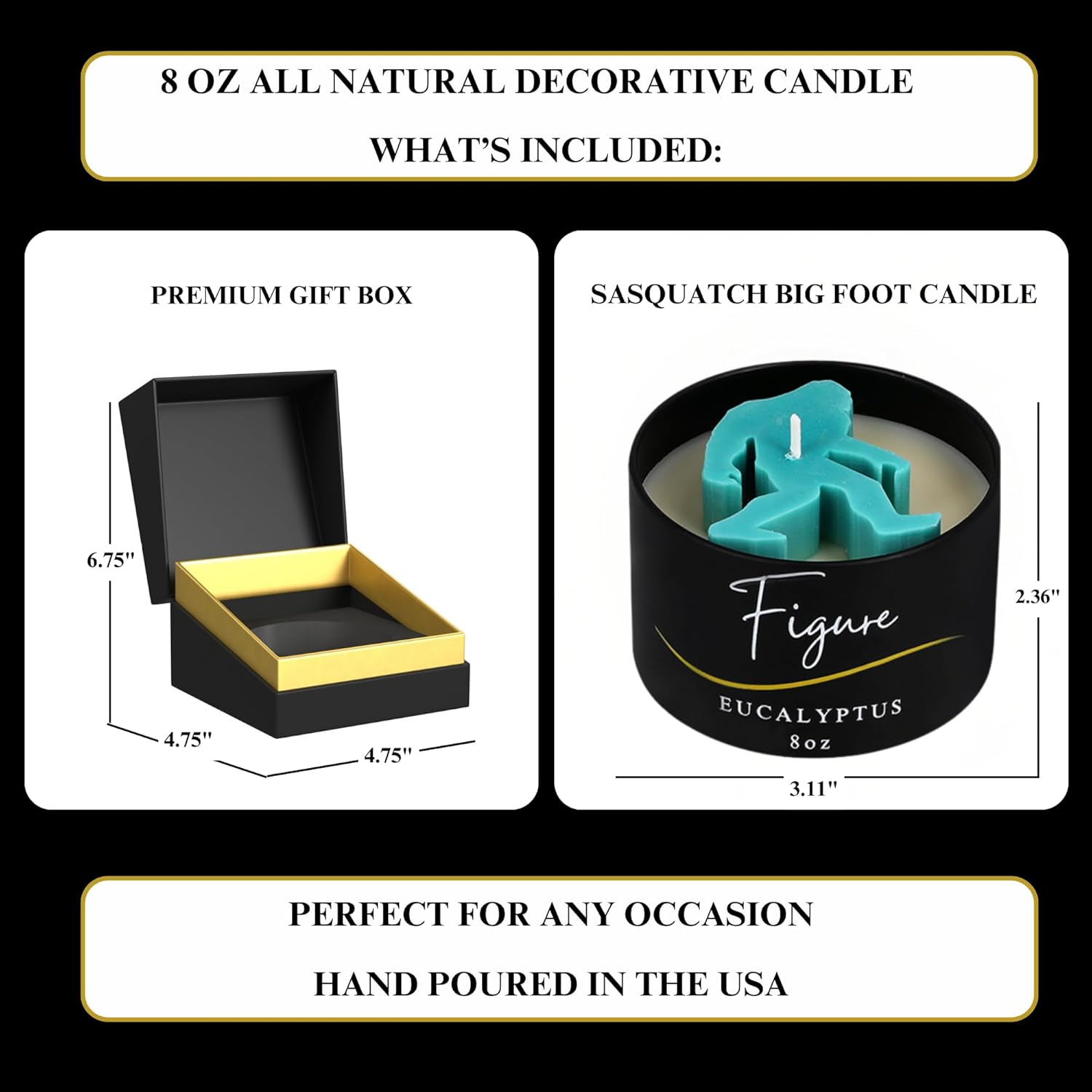 Bigfoot Candle – All Natural Eucalyptus Scented | Beeswax & Soy Wax Blend | Aromatherapy & Mosquito Deternet | Camping Sasquatch Gift | 100% Beeswax Wick | Premium Gift Box For Men & Women