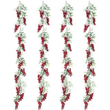 4Pcs 6.6Ft/Piece Imitation Silk Wisteria Garland Hanging Flower Vine For Home Outdoor Garden Ceremony Wedding Arch Floral Decor (Red)