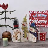 Christmas Table Decoration Wooden Snowman Sign Merry Xmas Triple Folding Screen Table Centerpieces Winter Holiday Decor For Mantel Piece Home Fireplace