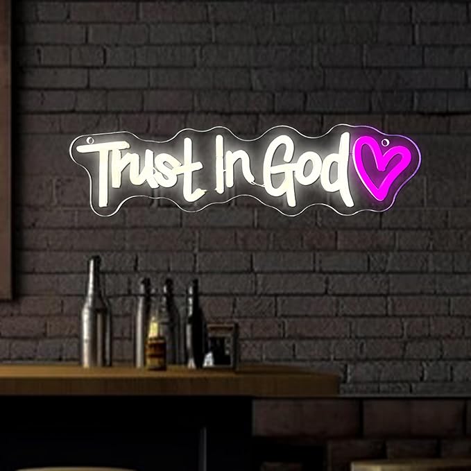 Trust In God Neon Sign USB Dimmable LED Faith Wall Light for Prayer Room Church Decor