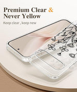 Pixel 9/9 Pro Case, Clear Floral, 2X Screen Protectors, Slim, Shockproof, Black