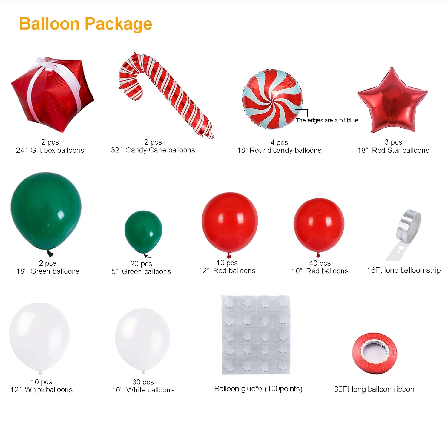 Christmas Balloon Garland Arch Kit With Xmas Green Red White Candy Balloons Gift Box Balloons Red Star Balloons For Christmas Party Decorations