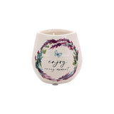 Pavilion Gift Company - Enjoy Every Moment - 8-Ounce Ceramic Candle, Jasmine Scented Candle, Appreciation Gifts for Women, Thinking of You Gifts for Women, 1 Count, Cream