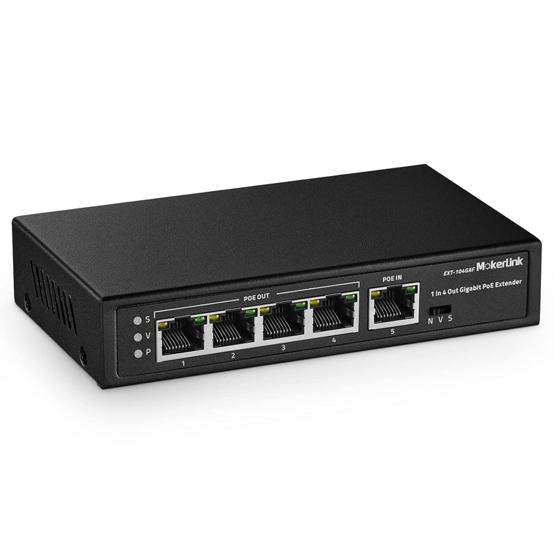 5 Ports Gigabit Poe Extender, Ieee 802.3Af/At Poe Repeater, 100/1000Mbps, 1 Po