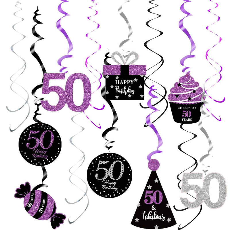 50Th Birthday Decorations For Women Purple Silver Black Qian’S Party P