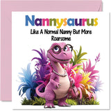 Nanny Birthday Card - Roarsome Nannysaurus - Happy Birthday Card For Nanny Grandma Nana From Grandson Granddaughter, 5.7 X 5.7 Inch Dinosaur Bday Greeting Cards