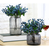 Artificial Flowers California Faux Blueberries Artificial Blueberry Stems For Decorating Blueberry Picks Fruit Fake Silk Flowers Home Decorative Party Wedding (20 Pack)