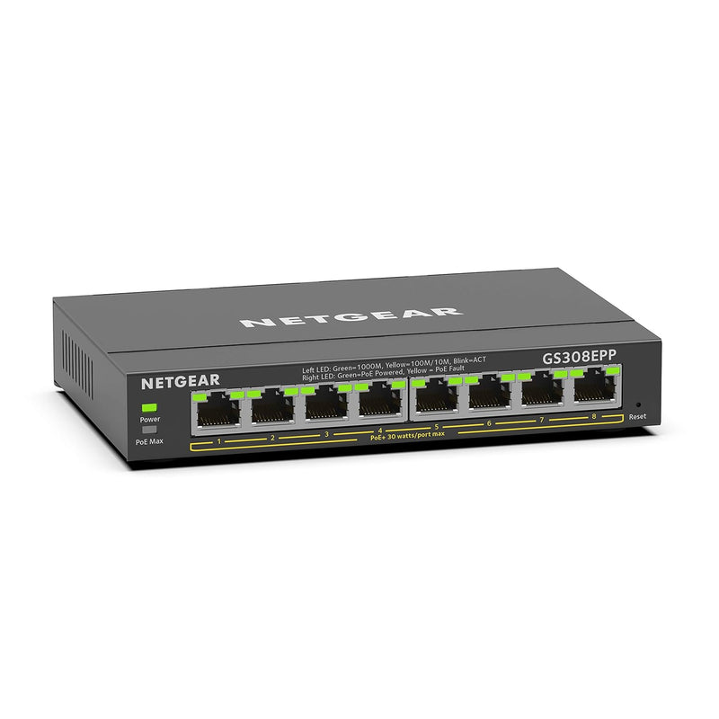 8 Port Poe Gigabit Ethernet Plus Switch (Gs308Epp) - With 8 X Poe+ @ 123W, Des