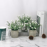 3 Potted Artificial Plants Flowers For Home Decor Indoor, Centerpiece Table Decorations For Dining Room And Coffee Table, White