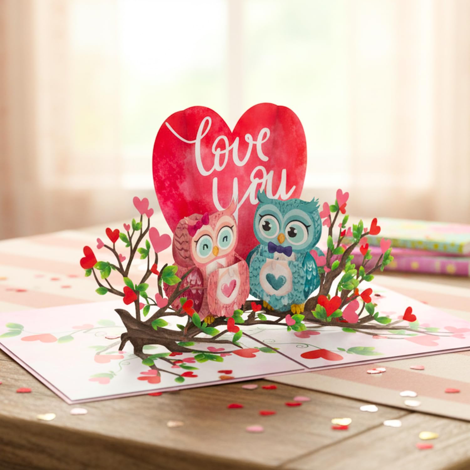 - 3D Owl Valentines Card, Pop Up Valentines Day Card For Wife, Husband, Him, Her, Girlfriend, Boyfriend, Adults | 6X8 In Romantic Valentine Pop Up Cards, Anniversary Cards With Envelope