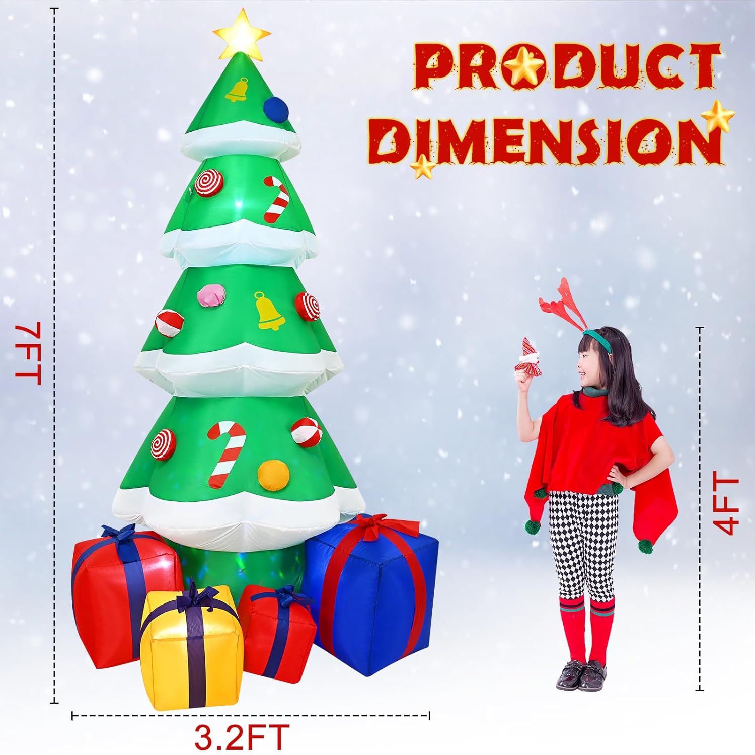 7 Ft Christmas Inflatable Outdoor Decoration, Inflatable Christmas Tree, Built-In Led Blow Up Christmas Decorations Outd