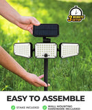 Solar Flood Light 500 Lumen Outdoor LED Security Light with Motion Sensor 360 Degree 3 Panel Design