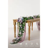 Flower Garland - 6Ft Eucalyptus & Rose - Sweetheart Table Decor For Wedding Reception, Artificial Floral Garland For Arch Mantle, Christmas, Backdrop Decoration, Purple
