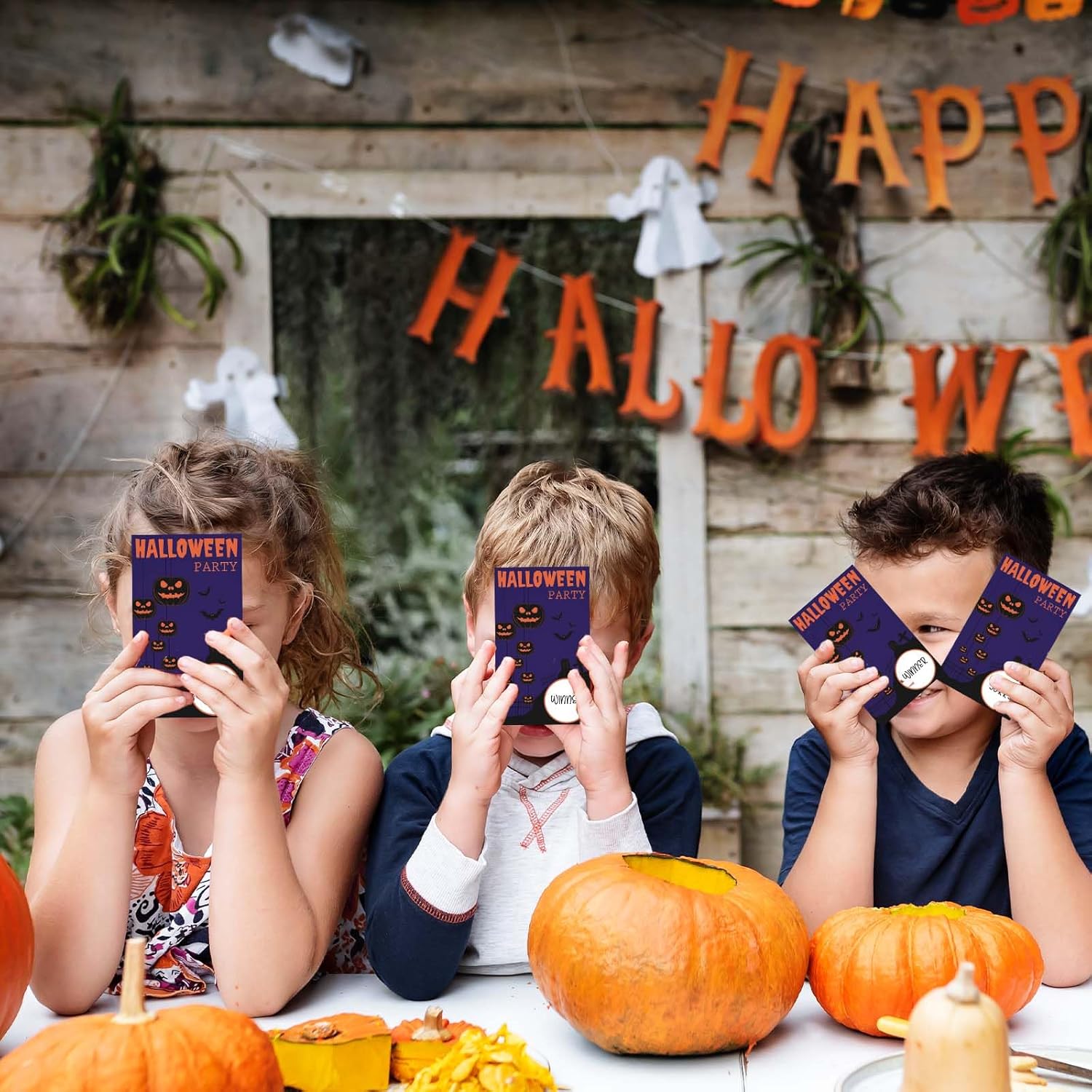 Pumpkin Halloween Scratch Off Cards, 50 Pcs Spooky Halloween Party Games For Adults Party Supplies, Gift Cards For Spa Business - B07