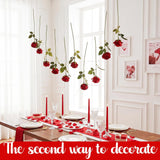 8 Set Valentine'S Day Garland, Rose Decoration, Artificial Floral Hanging Flower With Bows Garland Ceiling Decor With Hooks Jute Rope Fishing Line For Wedding, Romantic Decoration(Red)