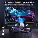 Mini Projector - WiFi, Bluetooth, 1080P, 180° Stand, Android TV 11, 300 ANSI