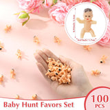 101 Pcs Baby Shower Games Include Paperboard Baby Hunt Sign 100 Mini Plastic Babies Tabletop Sign Tiny Babies Funny Prizes For Gender Reveal Party Favors(Pink,Flowers)