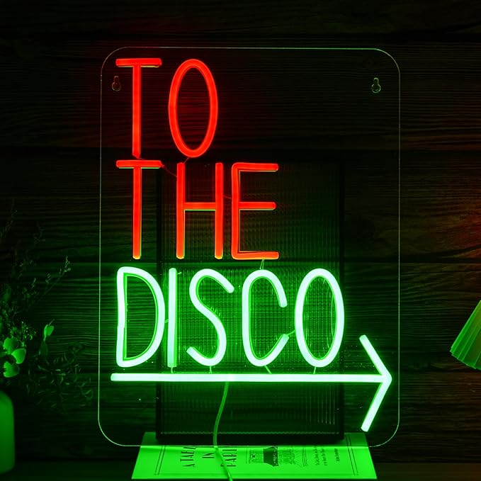 To The Disco Neon Sign LED Wall Light USB Dimmable Arrow Sign for Bar Bedroom Party Decor