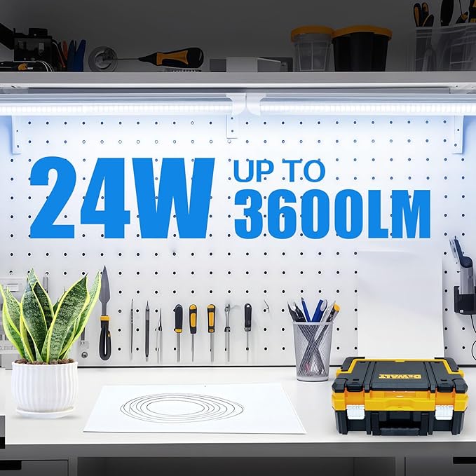 2 Pack 2FT LED Shop Lights 24W 3600LM 6500K D Shape Linkable T8 Integrated Utility Fixtures