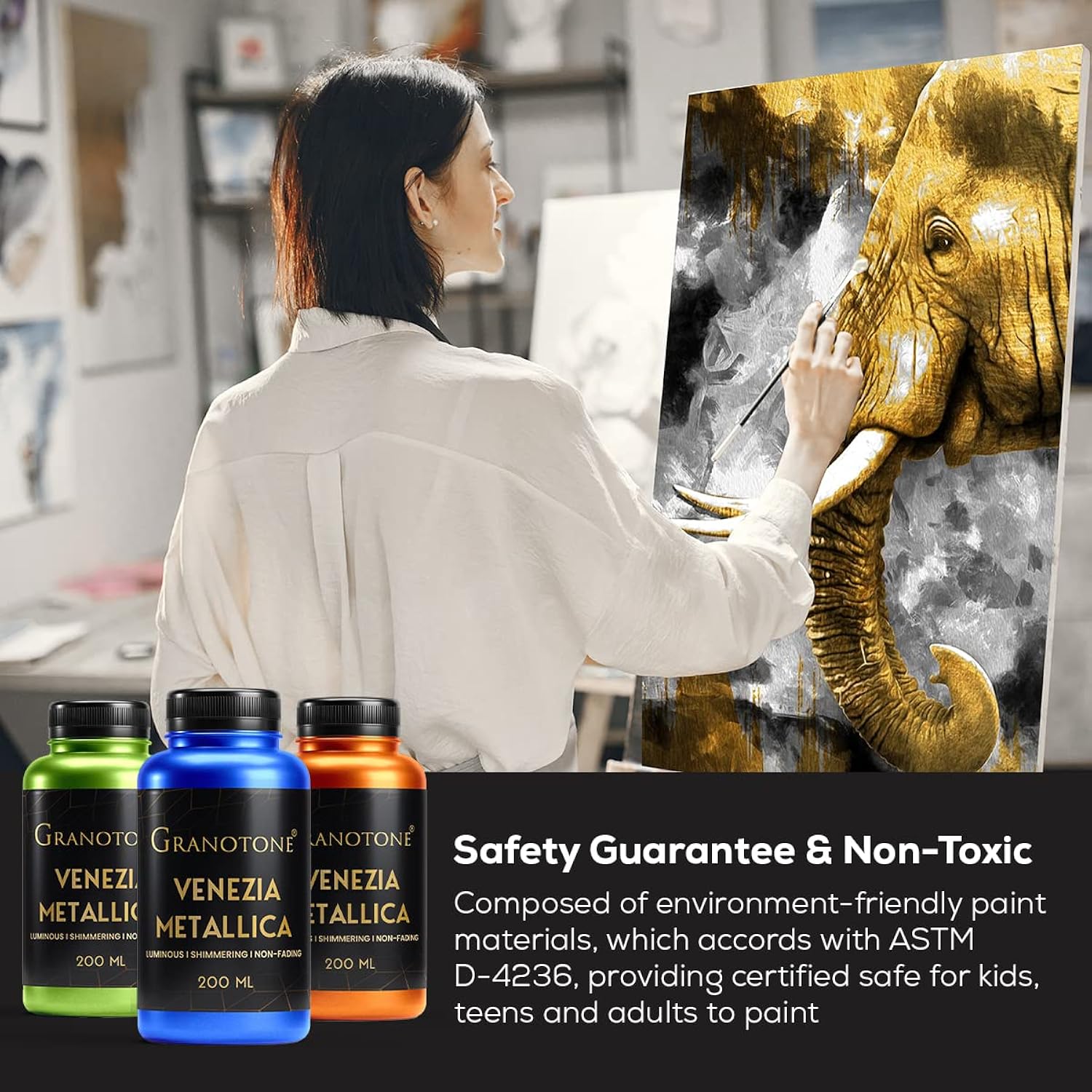 Venezia Acrylic Paint Gold Metallic 6.76 Fl Oz Diy Craft 24 Carat Gold Water Based Non Toxic Shimmering Effect Pro Artists Hobby Painters And Kids