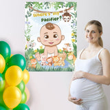 Pin The Pacifier On The Baby Game Safari Jungle Baby Shower Decorations With Large Poster Blindfold 45 Pacifier Stickers Sage Green Animals Games Forest Theme Birthday Party Decorations Supplies
