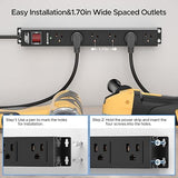 Heavy Duty Metal Power Strip 6 Outlets 15A 1875W 2100J Surge Protector 6FT