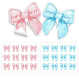 72 Pcs Team Boy Or Girl Gender Reveal Pink Bow Stickers, 2 Inch Pink Or Blue Baby Shower Stickers, Coquette Birthday For Party Games Supplies