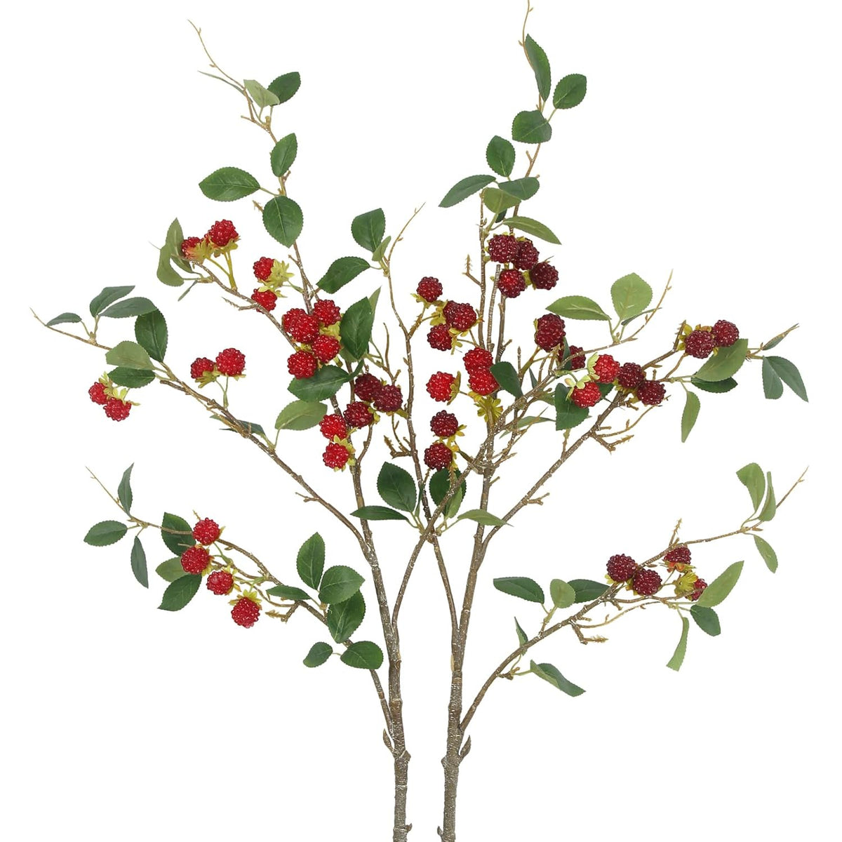 2 Pcs Faux Berry Stems Realistic Red Raspberry Berries Flowers Faux Berry Picks Artificial Flowers Branches For Indoor Home Decor Vase Thanksgiving Farmhouse Christmas Diy Mantel Harvest