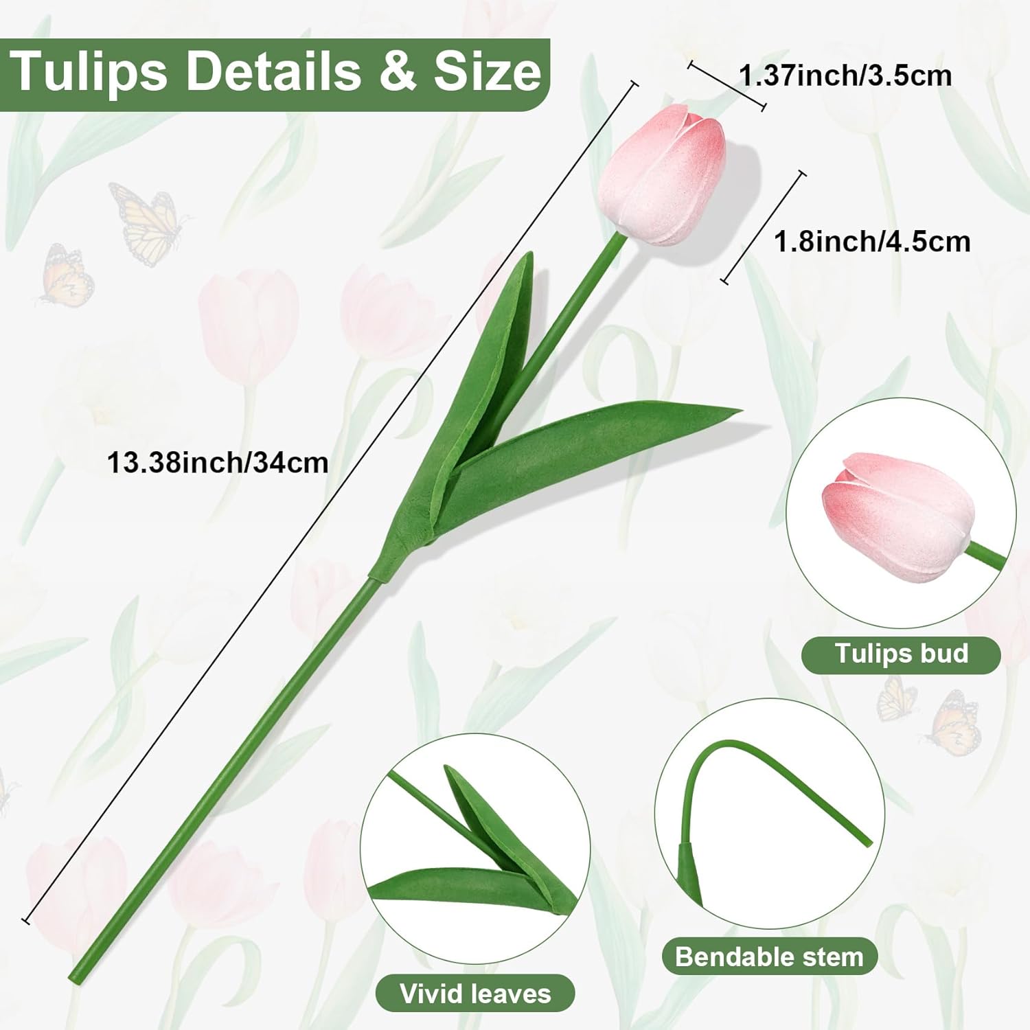 30 Pcs White Fake Tulips Artificial Flowers For Decoration, Real Touch Pu Faux Tulips Flowers Arrangement Artificial Plants Indoor For Home Decor Wedding Mother'S Day Spring Easter Decorations