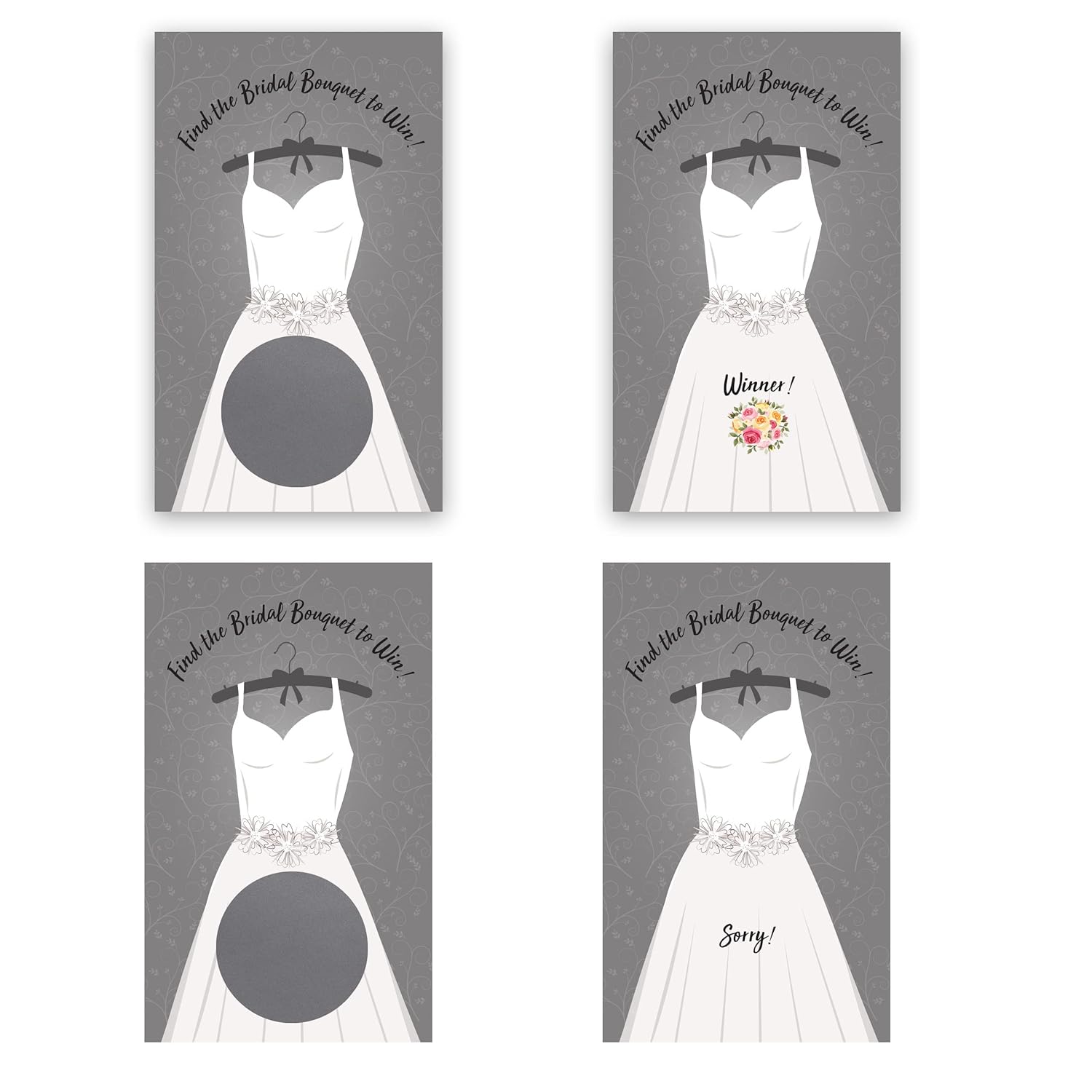 My Scratch Offs Wedding Dress Scratch Off Game Cards 26 Pack, 2 Winners - Bridal Shower Engagement Party Bachelorette Favor