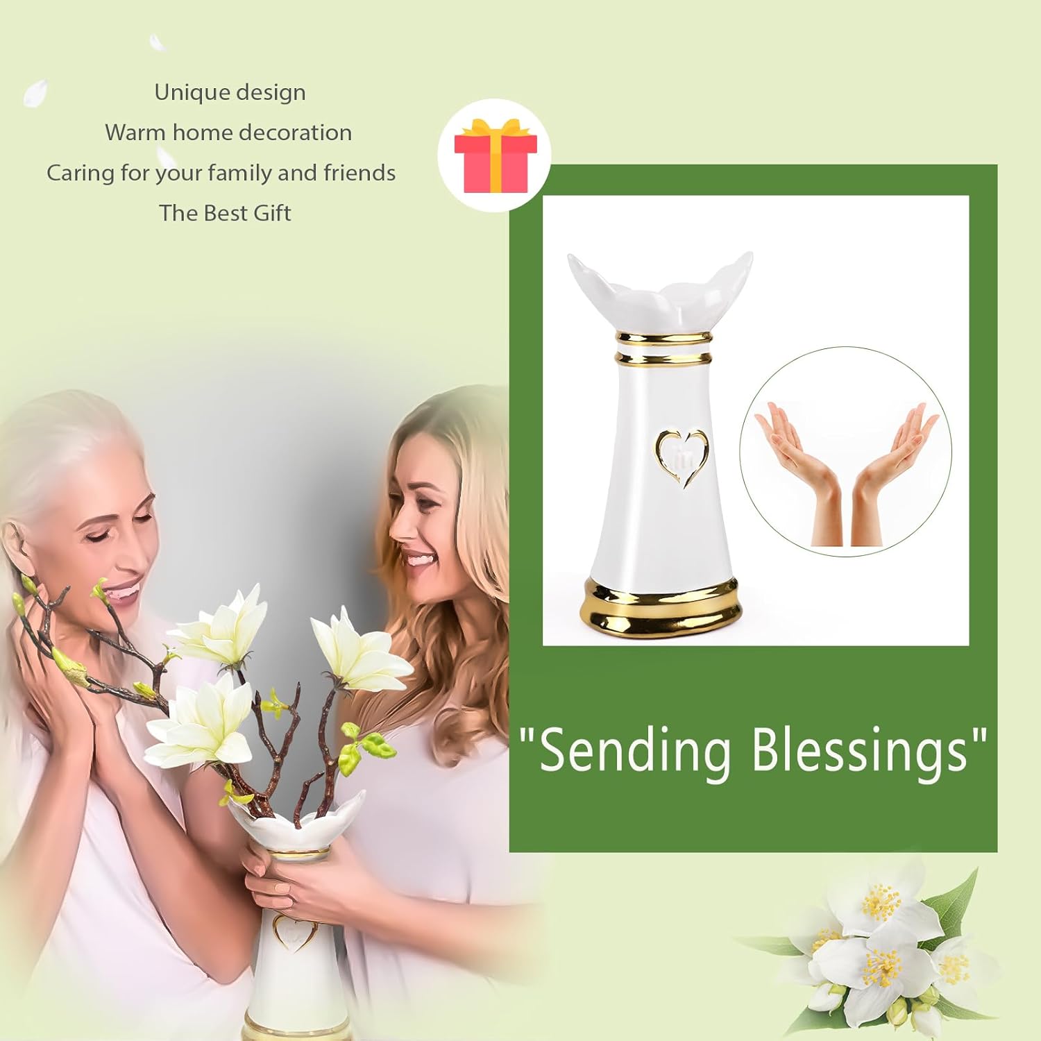 ,Artificial Flowers With Ceramic Vases,Faux Flower Arrangement,Affordable Luxury Artwork,Housewarming New Year Xmas Gift,Home Decor