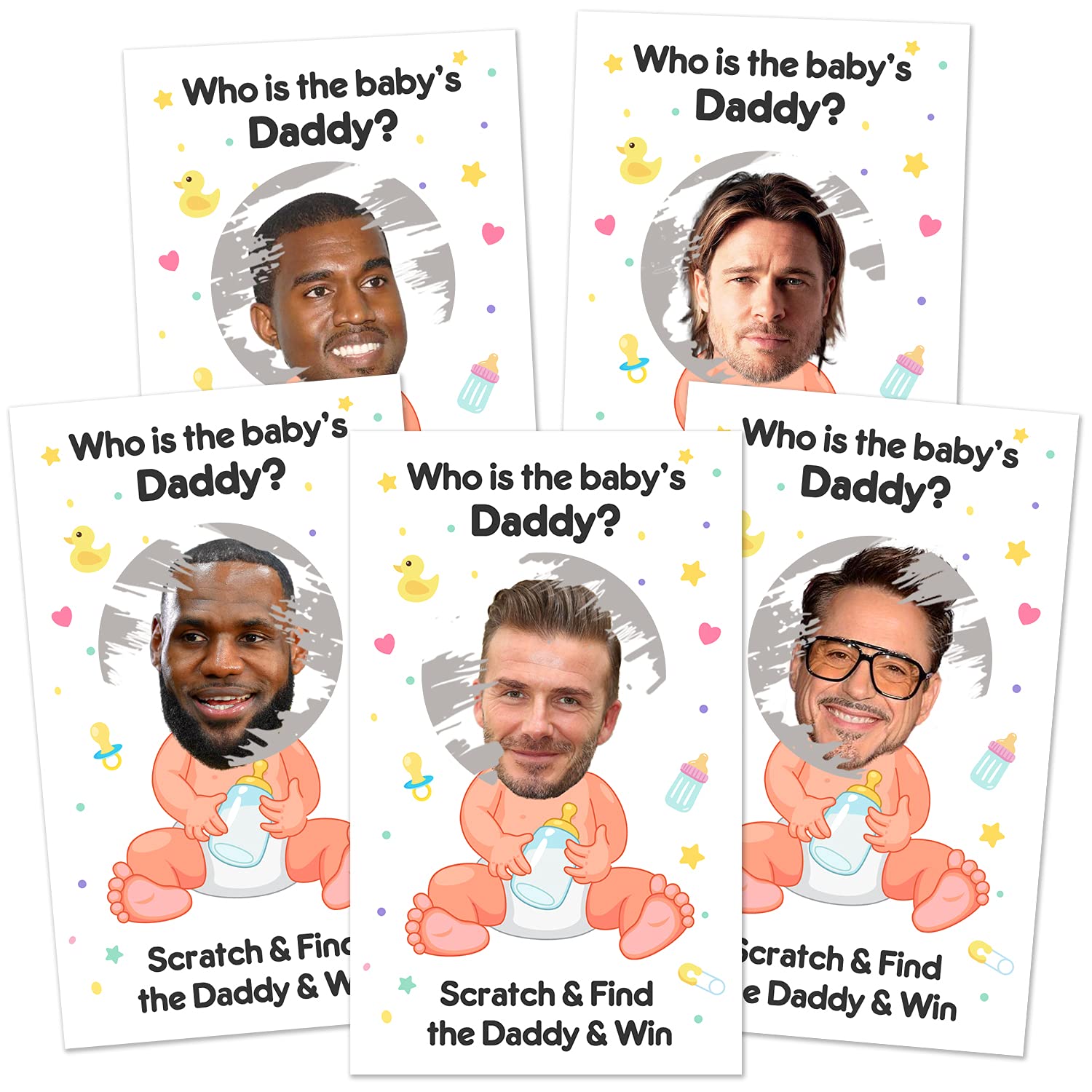 40 Cute Baby Shower Games - Scratch Off Lottery Ticket Raffle Cards Baby Shower Game - Funny Gender Reveal Games - Who Is The Baby'S Daddy - 40 Cards