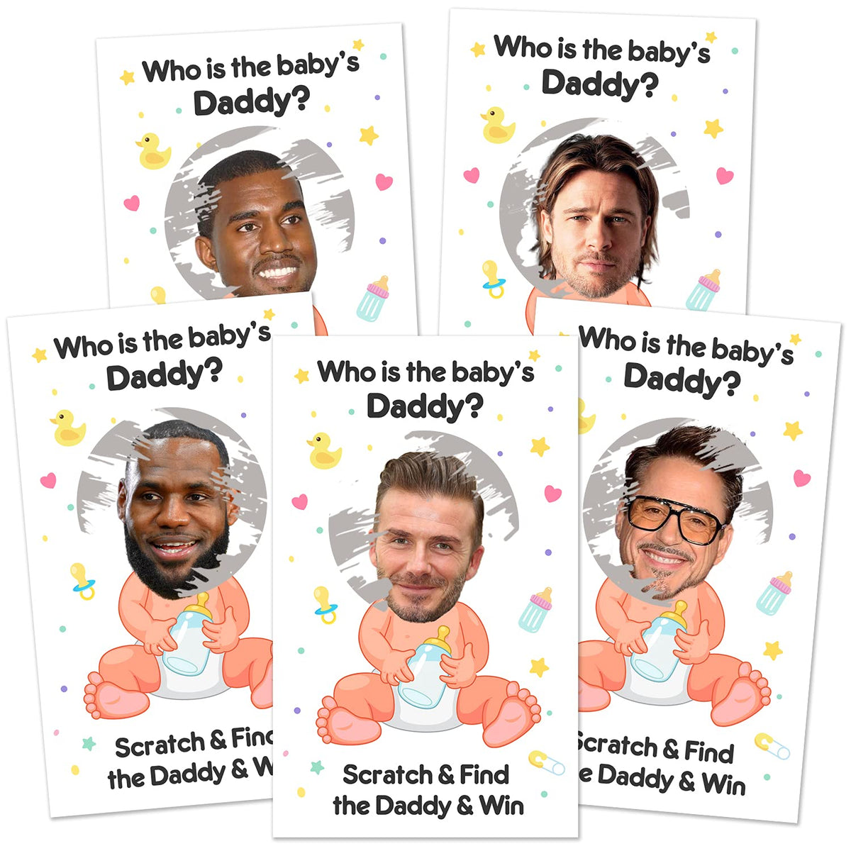 40 Cute Baby Shower Games - Scratch Off Lottery Ticket Raffle Cards Baby Shower Game - Funny Gender Reveal Games - Who Is The Baby'S Daddy - 40 Cards