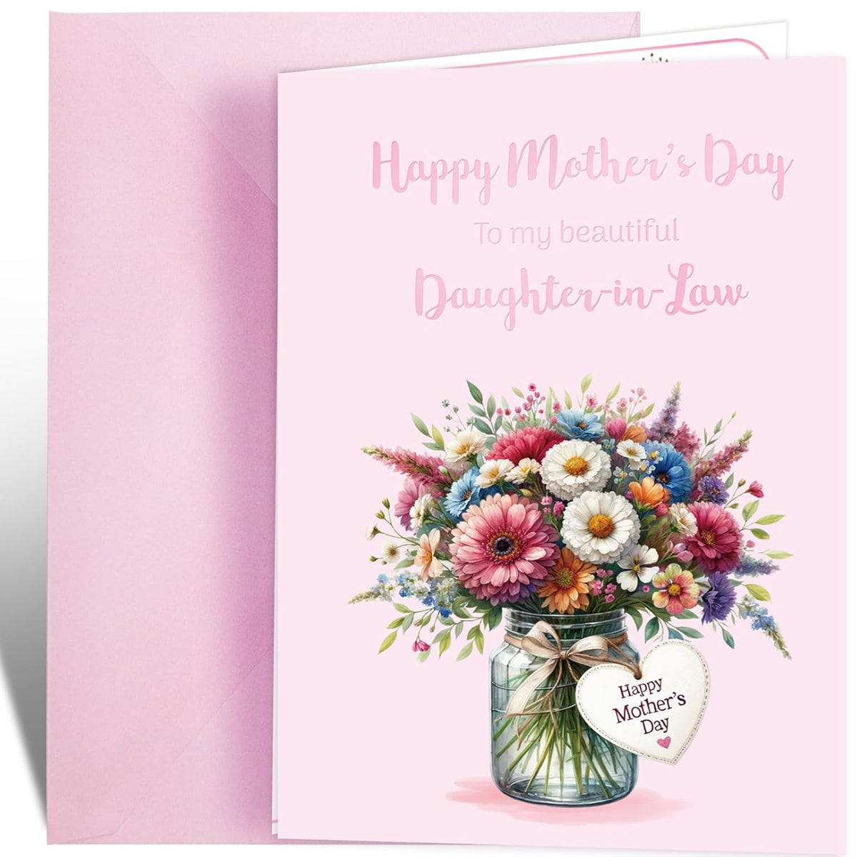 Happy Mother'S Day Card For Daughter In Law With Envelope 1 Pcs Mothers Day Card Gift Gifts To Daughter-In-Law Message Inside 5X7 Inch