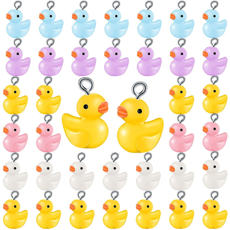 100 Pieces Mini Resin Little Ducks Duck Shape Slime Charms 5 Colors Duck Jewel