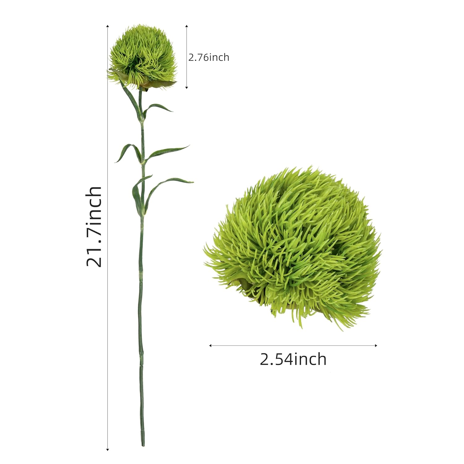 4Pcs Fake Dianthus Artificial Greenery Stem Realistic Green Tricks For Home Kitchen Wedding Courtyard Decoration(Light Green)