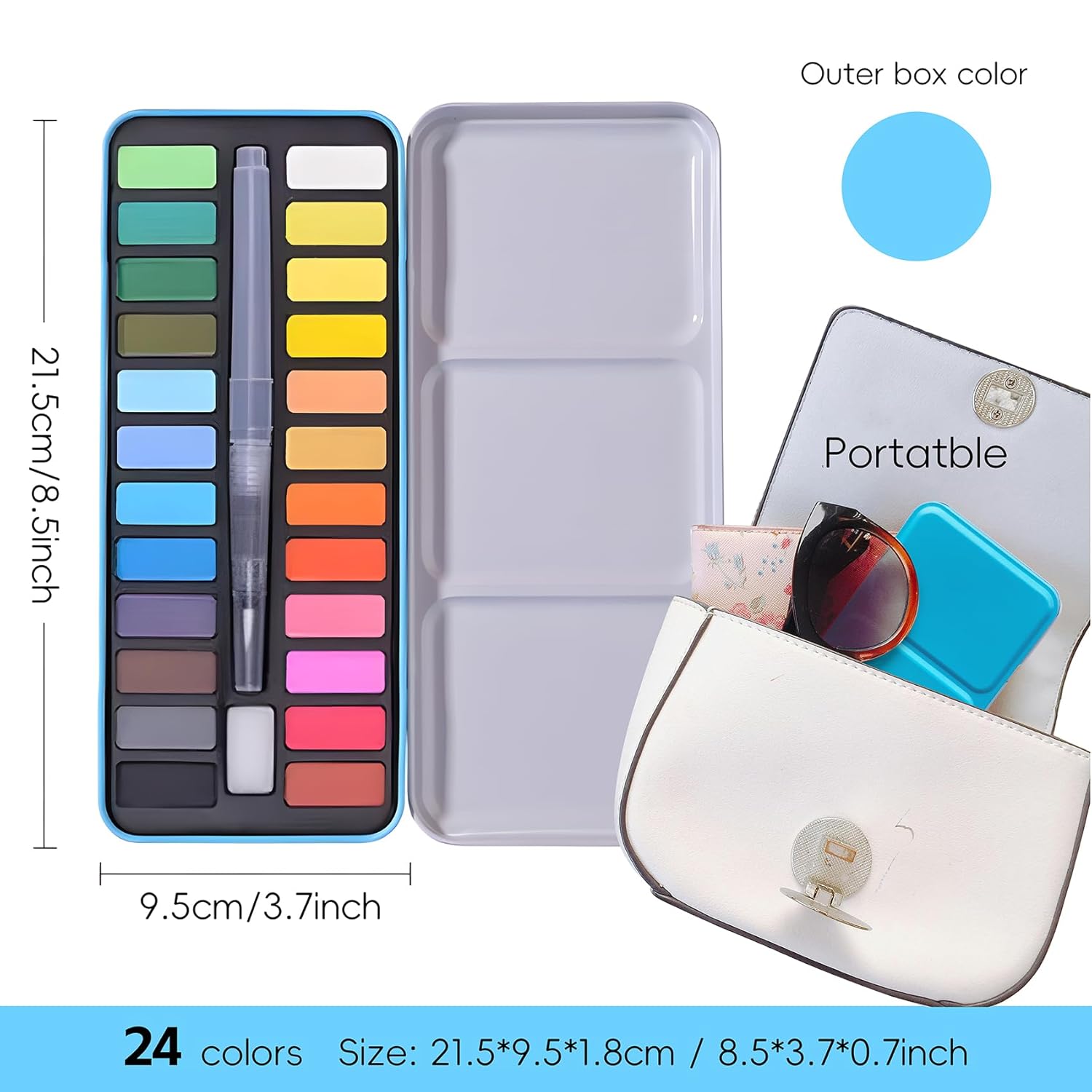 Supplies Watercolor Paint 24 Vibrant Colors - Lightweight And Portable - Perfect For Budding Hobbyists And Professional Artists