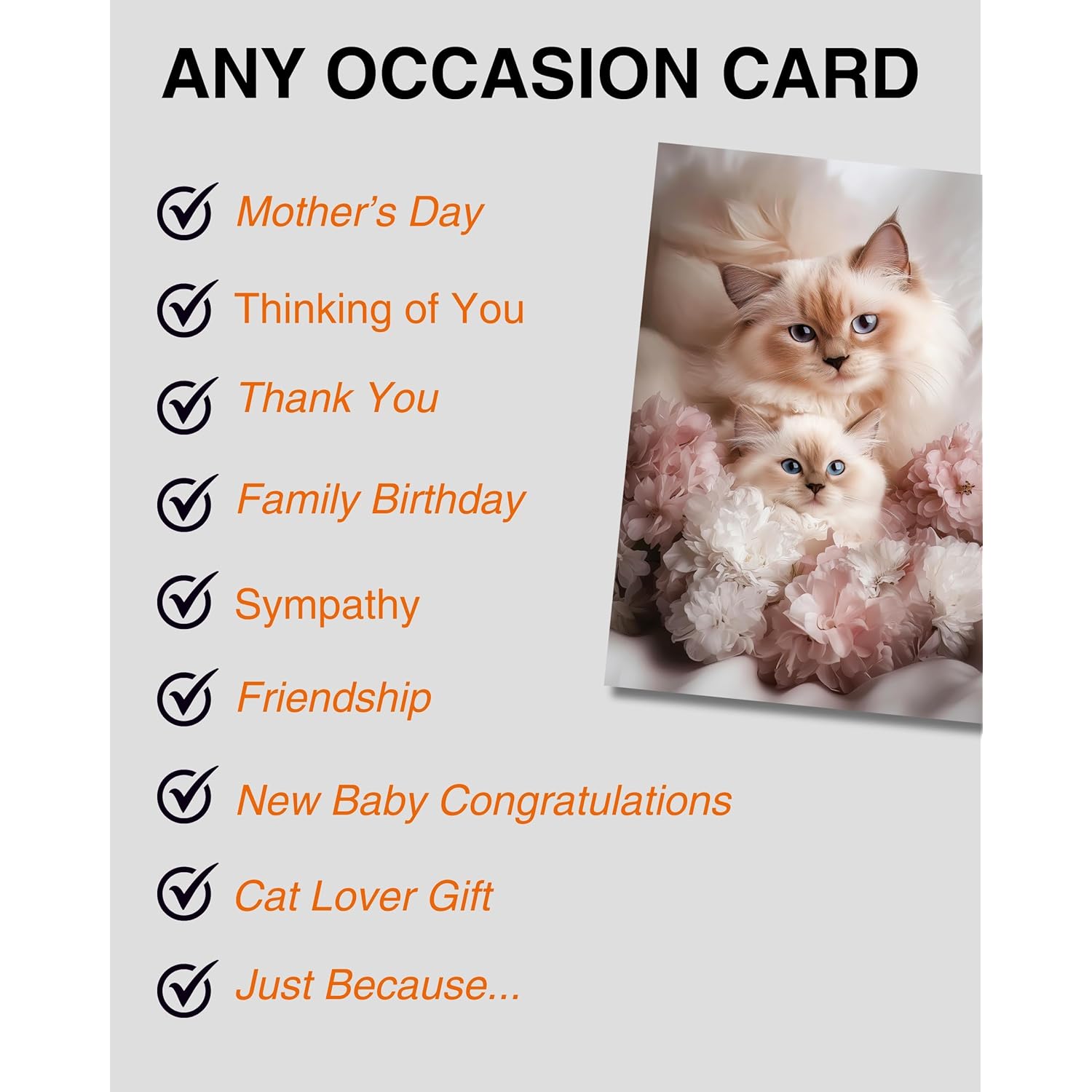 Ragdoll Cat And Kitten Greeting Card From Sweet Mother’S Day Or Friendship Card For Cat Lovers – 5X7 Premium Blank Card With Envelope – Made In Usa