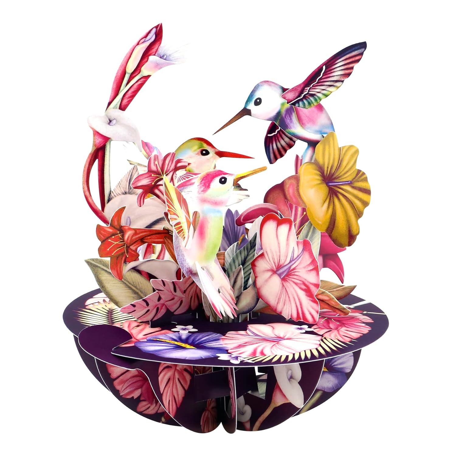 SANTORO Pirouette, 3D Pop Up Greeting Card - Hummingbirds (Blush) - For Her, Wife, Sister, Daughter, Birthday, Bird Lovers | Thank You | Get Well Soon | Mother's Day