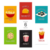 Bestie Food Note Cards / 4 5/8" X 6 1/4" Friendship Food Pun Cards / 12 Illustrated Thinking Of You Greeting Cards/Made In The Usa