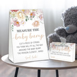 Baby Shower Games Measure The Baby Bump Game, Floral Theme, How Big Is Mommy'S Belly Party Supplies. 1 Sign And 50 Guessing Cards.