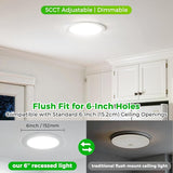 6 Pack 6 Inch LED Recessed Lights 1200LM 5CCT Dimmable Canless Downlights