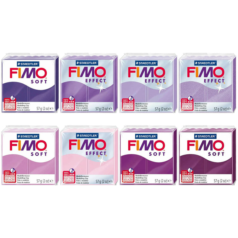 Fimo Soft & Effect Polymer Oven Modelling Clay - 57G - Set Of 8 - Purple Tones