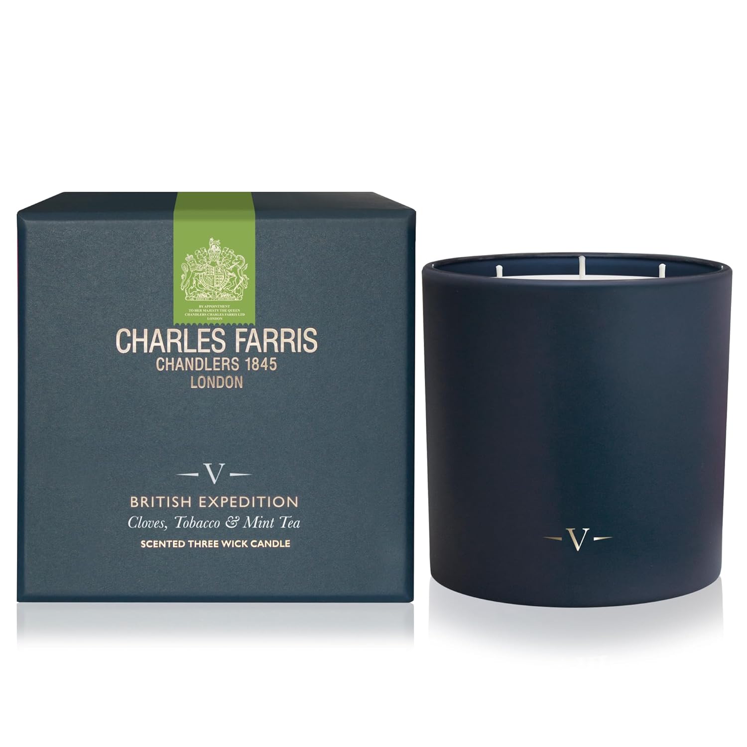 Luxury Scented Candle – 3 Wick, Hand-Poured, Long Lasting, Clean Burning, 640G / 22.5Oz, Up To 80 Hours Of Burn Time, Made In England – Cloves, Tobacco & Mint Tea – British Expedition
