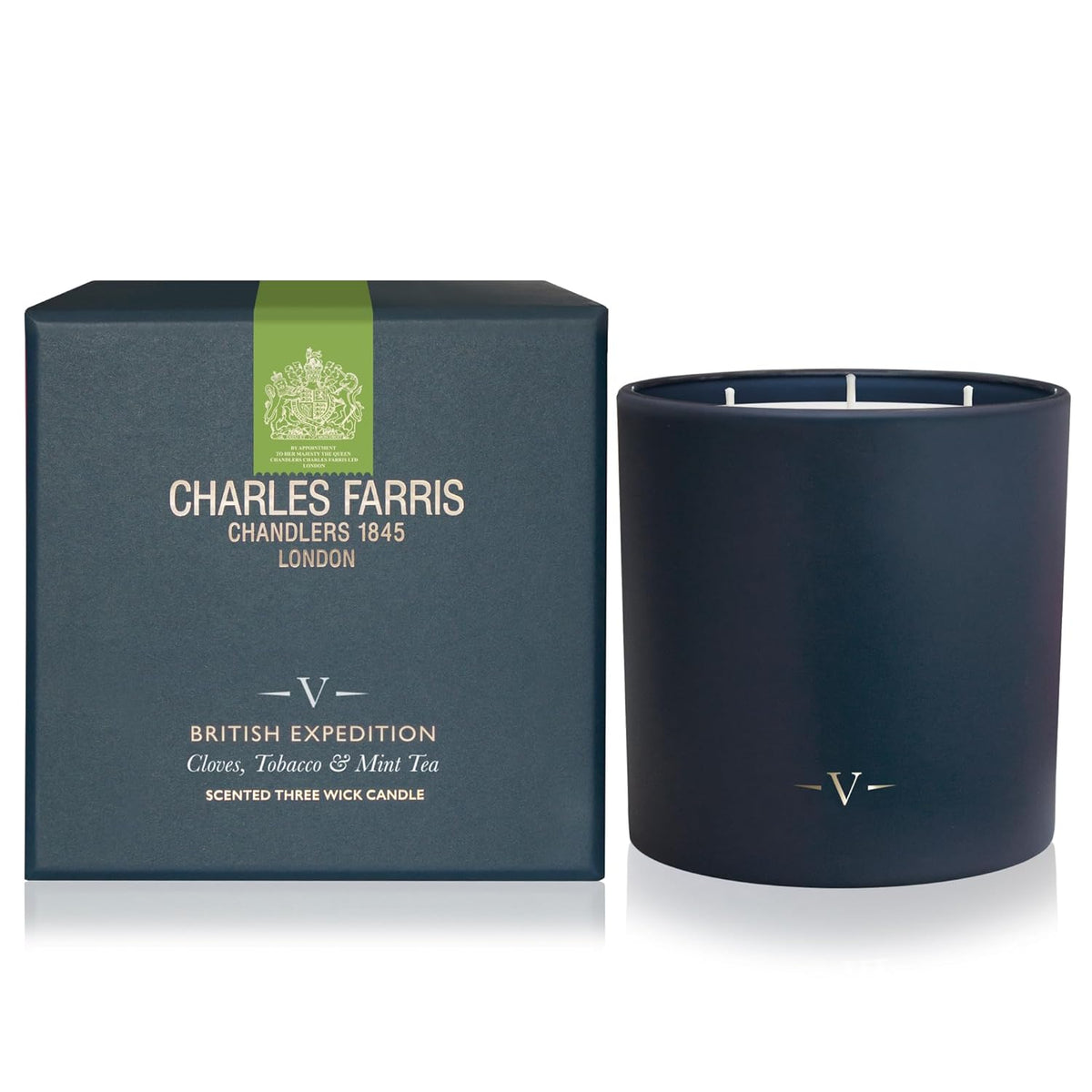 Luxury Scented Candle – 3 Wick, Hand-Poured, Long Lasting, Clean Burning, 640G / 22.5Oz, Up To 80 Hours Of Burn Time, Made In England – Cloves, Tobacco & Mint Tea – British Expedition