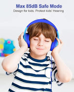 S8 Kids Wired Headphones, 85dB/94dB Limit, Adjustable, Mic, Navy/Blue